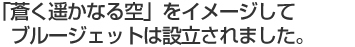 「蒼く遥かなる空」をイメージして株式会社ブルージェットは設立されました。